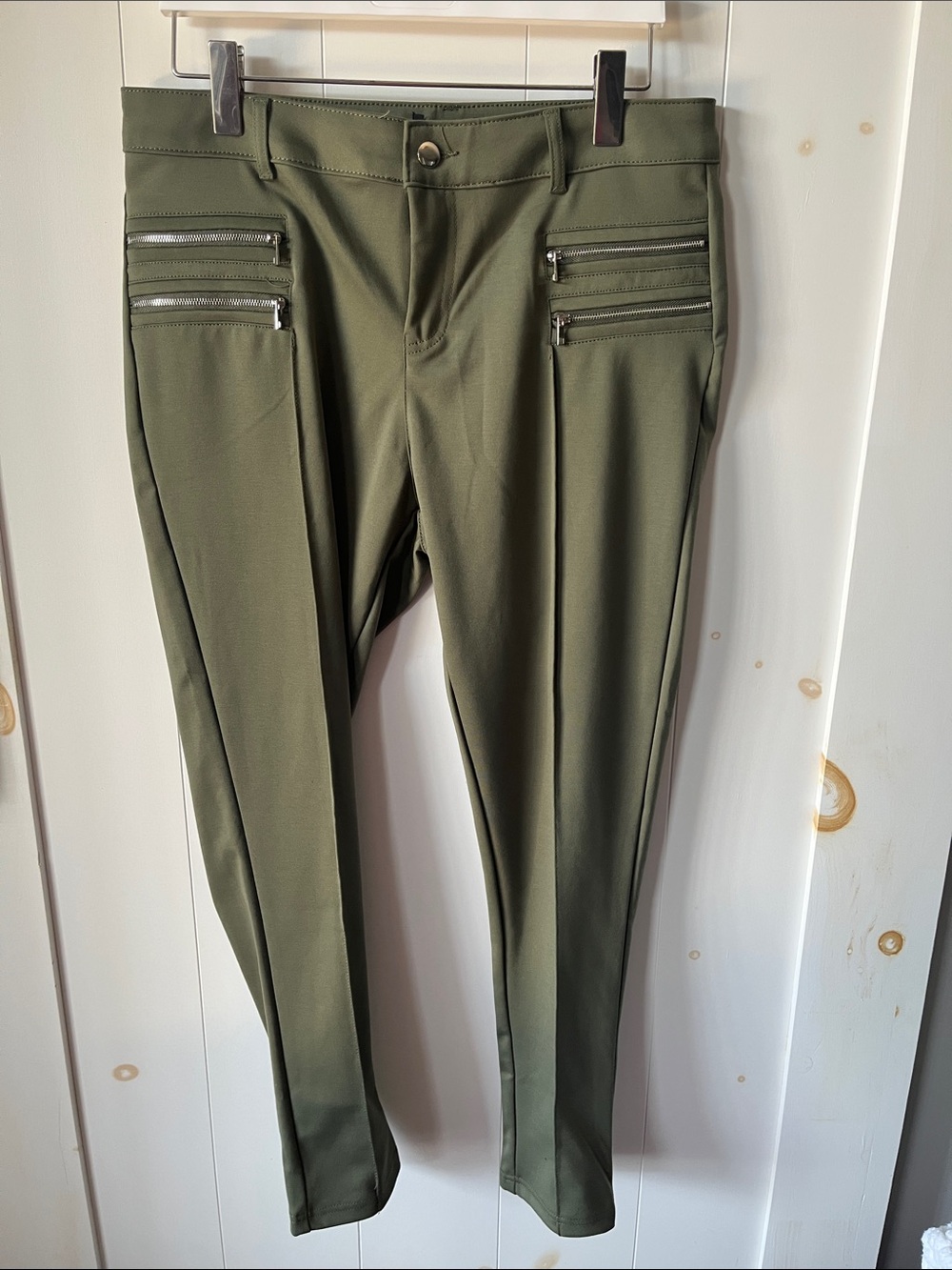 Olive Green Women's Moto Ponte Pants